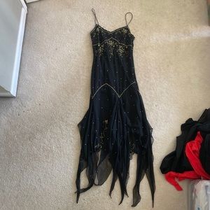 Marina beaded asymmetrical hem dress